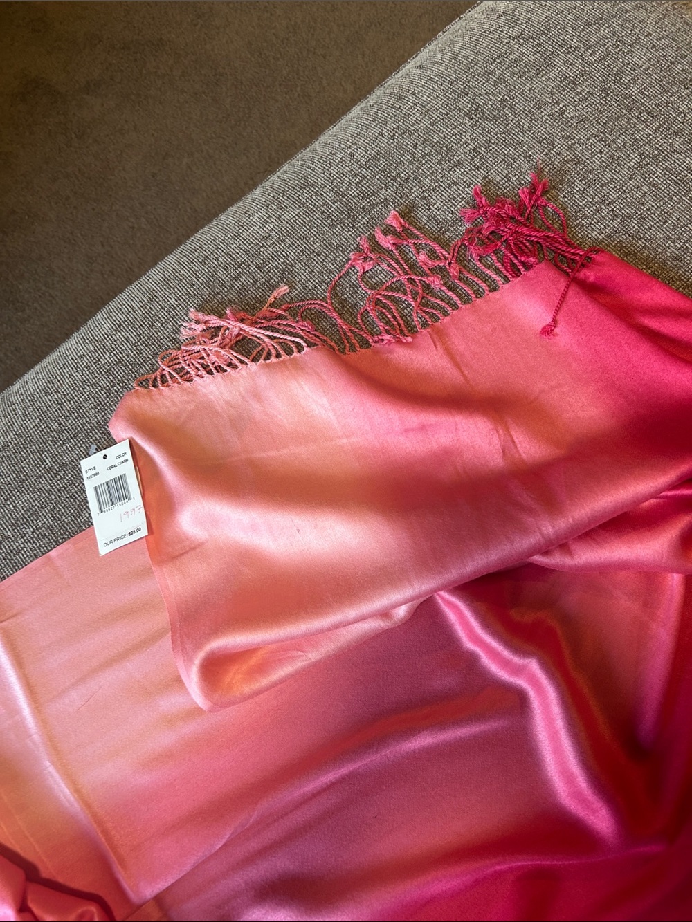 NEW Pink peach Ombre Fringe pashmina - scarf - throw